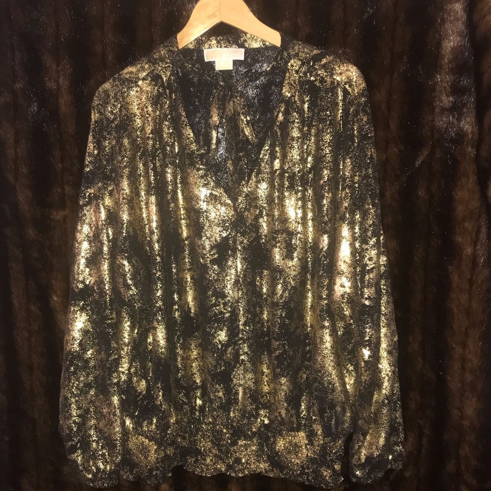 MICHAEL Michael Kors semisheer overlay blouse